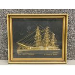 Vintage framed Cutty Shark at greenwitch, artwork by Ammon of London partly made from pocket watch