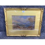 A watercolour in the manner of Thomas Miles Richardson A Swiss Lake, inscribed to mount with label