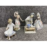 Total of 4 Lladro figures (each slightly damaged)