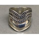 Silver wishbone band ring, size O, 5.1G gross