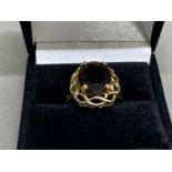 9ct gold Smokey quartz solitaire ring, 3.1g size M1/2