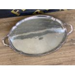Vintage twin handled silver plated serving tray, FC & Co (Frank Cobb) hand soldered - 56x34cm