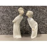 Lladro 4873 & 4869 boy and girl kissing both in good condition