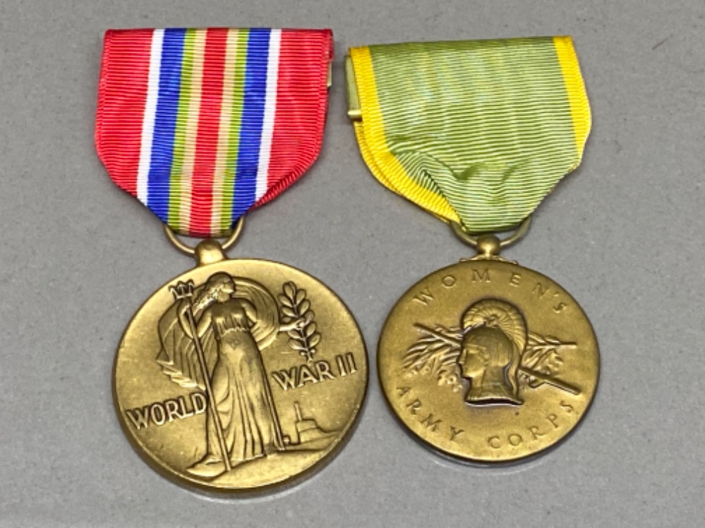 2x military war medals includes Merchant marine medal ‘WW2’ issued 1946 onwards & medal for woman’