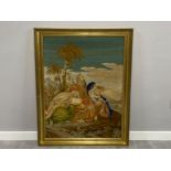 Gilt framed tapestry depicting Moses in the desert,Total frame size 117x92cm