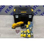 A Dewalt detail sander with hard box and extra pads