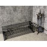 Cast metal shoe rack together with companion set