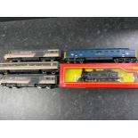 Tri-ang Hornby locomotive together with Lima Royal Scot’s grey & Intercity 3 piece set by Hornby