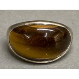 Silver & Tigers eye ring - Size Q, 7.4g gross