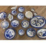 Large quantity of blue & white “Real old Willow” dinnerware