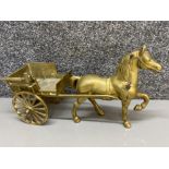 Large solid brass horse & cart ornament- Length 40cm