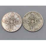 2x silver one florin coins dated 1922 & 1926