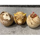 3x Harmony Kingdom crushed marble Roly Poly trinket boxes includes Gleason Ram, Hardy Highland