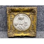 Antique Edward William Wyon (British 1811-1885) a relief carved marble plaque titled “Children At