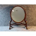 19th century mahogany shield shaped toilet mirror