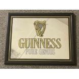 Vintage framed Guinness pub advertising mirror “pure genius” 47x37.5cm