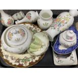 Tray lot comprising of miscellaneous ceramic pieces including Worcester, Coalport & Carlton ware