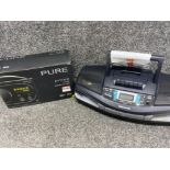 Pure Evoke Flow digital radio in original box together with a vintage Panasonic Power Blaster -