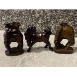 3x Japanese handmade wood carving Netsuke’s - all horses