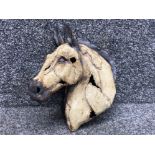 Karen Lainson ceramic wall hanging sculpture of a hunter horses head - H26xW20