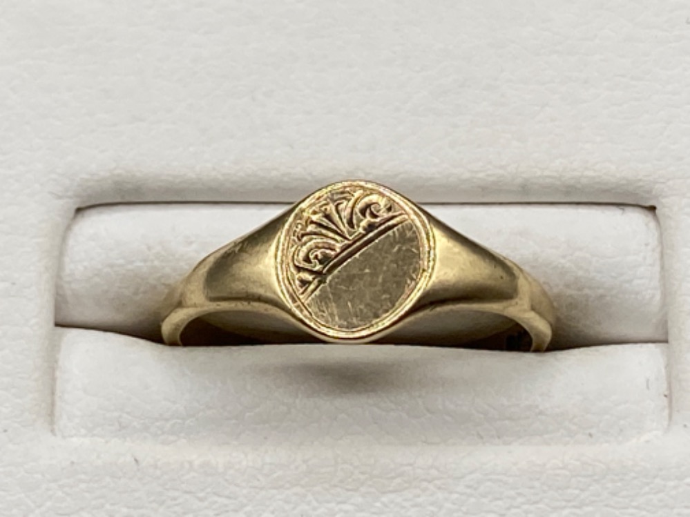 9ct gold signet ring, size H 1.4g