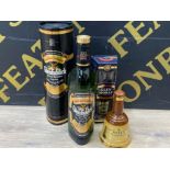 70CL bottle of Glenfiddich special reserve single malt scotch whisky, Glen Moray glass & whisky