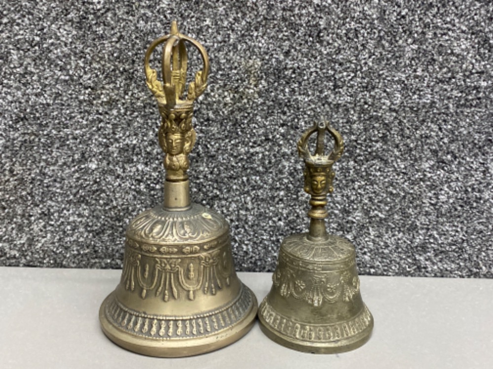 2x brass Tibetan religious altar bells