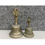 2x brass Tibetan religious altar bells