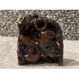 Japanese handmade wood carving Netsuke - Mice group