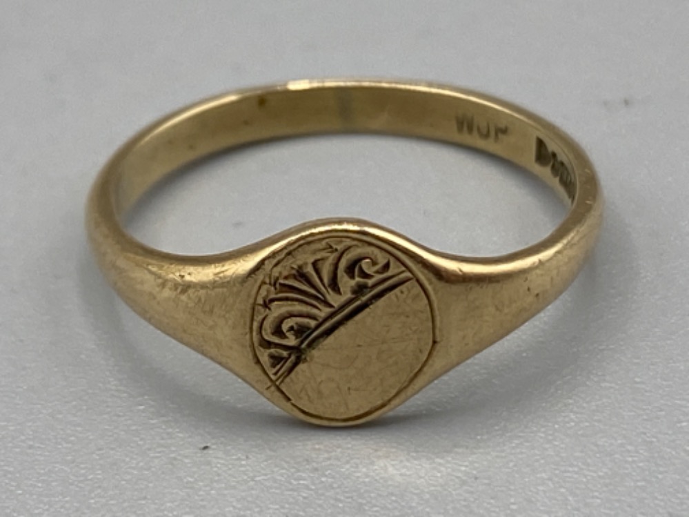 9ct gold signet ring, size H 1.4g - Image 3 of 3