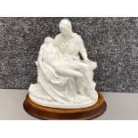 The Franklin Mint fine bisque porcelain group figure on wooden stand - Michelangelo’s Pieta