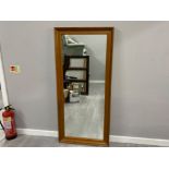 Large pine framed hall mirror, 75x165cm