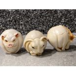 3x Harmony Kingdom crushed marble Roly Poly trinket boxes I’m includes Dom Horse stallion, Curly Pig