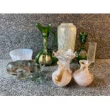 10 pieces of art glass including Rhinos, Bohemian and Caithness