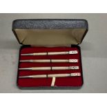 4 piece set of sterling silver Bridge pencils (all still with their lead) in original case