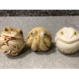 3x Harmony Kingdom crushed marble Roly Poly trinket boxes includes Alfred & Divine Frog plus Orson
