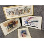 Set of 3 Steve Strickland contemporary prints plus gilt framed M.Chapman print