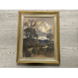 Gilt framed watercolour by artist Louis Burleigh Bruhl titled “The Wye below Hereford” 41x54.5cm