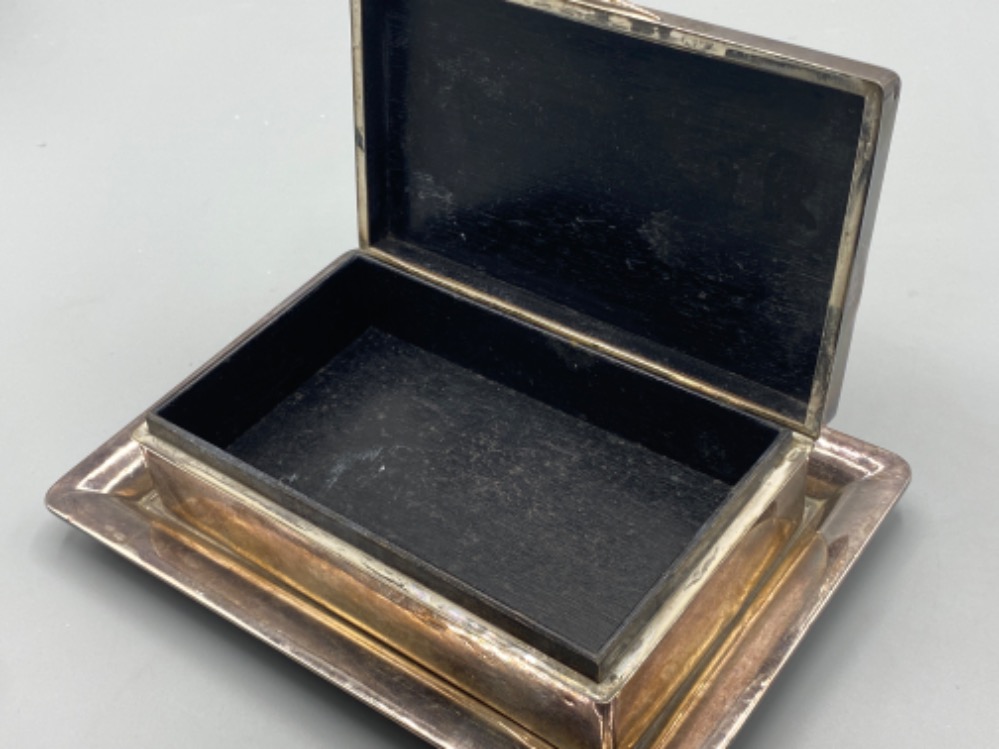 Silver (950) & wooden table box with matching silver rimmed tray - 312g gross weight - Image 3 of 3