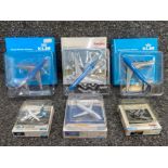 6x collectable miniature aeroplanes to include KLM and Lufthansa