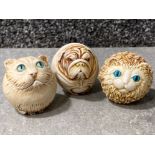 3x Harmony Kingdom crushed marble Roly Poly trinket boxes Includes Victoria the Cat, Winston the