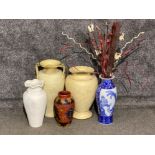 Total of 5 contemporary vases - largest height 52cm