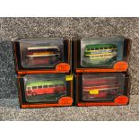 4x diecast first edition toy buses to include Devon general and City of Exeter bus
