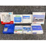 8x Herpa collectable aeroplanes to include British airways and Austrian Airlines