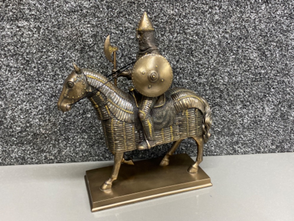 Large resin figure of a Mongolian knight on horseback from the Middle Ages