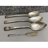 3 Hallmarked London silver 1814 table spoons together with hallmarked Birmingham silver 1950