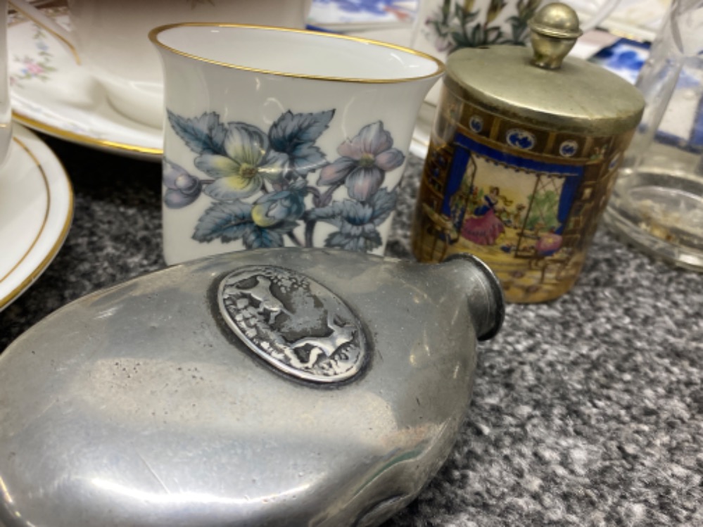 Box of miscellaneous items to include China, glass & silver plated cutlery, also includes pewter - Image 4 of 4