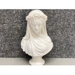 Arts and Commerce promoted veiled lady marble sculpture, H36cm