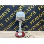 Vintage table lamp with glass drop shade & lady figured base - part of the Juliana collection
