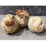 3x Harmony Kingdom crushed marble Roly Poly trinket boxes includes Louis Elephant, Rudy Reindeer &